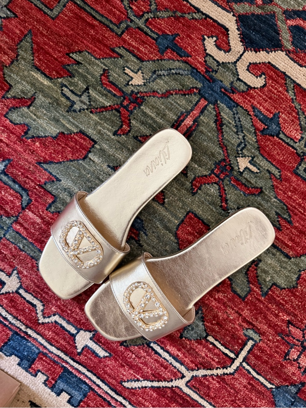 Liliana Gold Valentino Slides 7.5